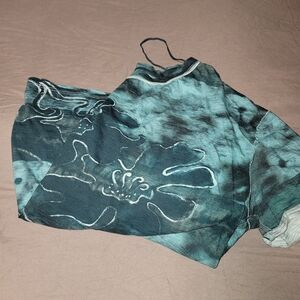 Free People Top. Size Large We The Free Teal Tie-Dye Top